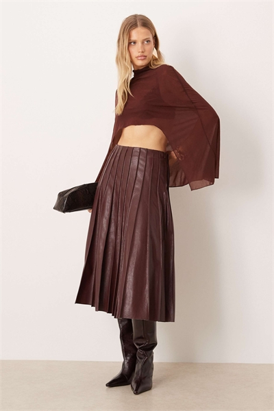 Макси-юбка из искусственной кожи с плиссировкой артикул 154670790