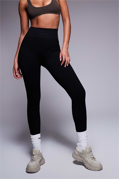 Бесшовные леггинсы для занятий в спортзале с ребристой отделкой и высоким поясом артикул 133792512