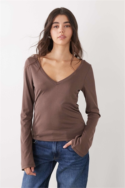 Мягкая кофта с V-образным вырезом цвета «моль» артикул 154869700