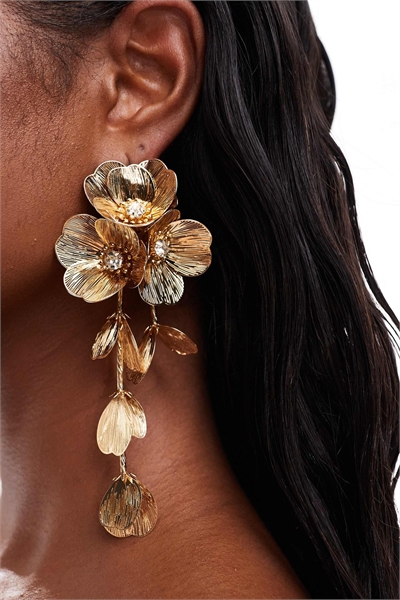 Серьги-подвески с 3D-рисунком в виде цветов артикул 133676451