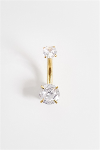 Позолоченный стальной пирсинг для пупка с драгоценными камнями артикул 148077066