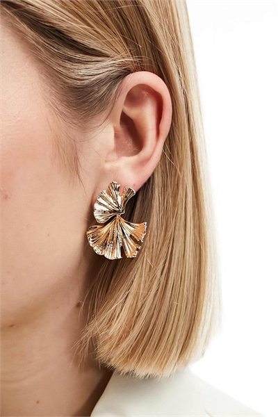 Серьги-капли с рельефным рисунком в виде листьев артикул 133586416