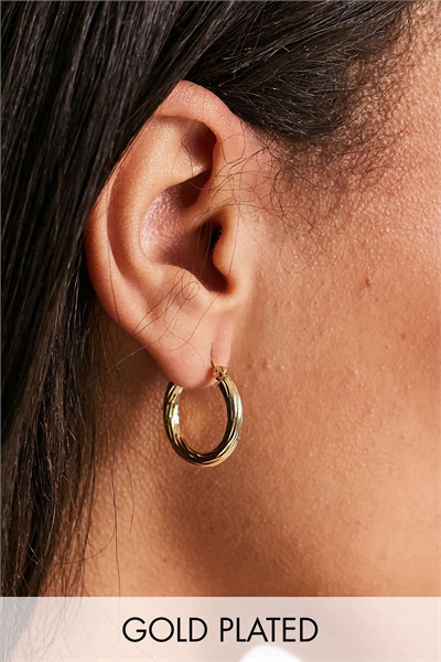 Винтажные серьги-кольца среднего размера с покрытием из 18-каратного золота артикул 126668628