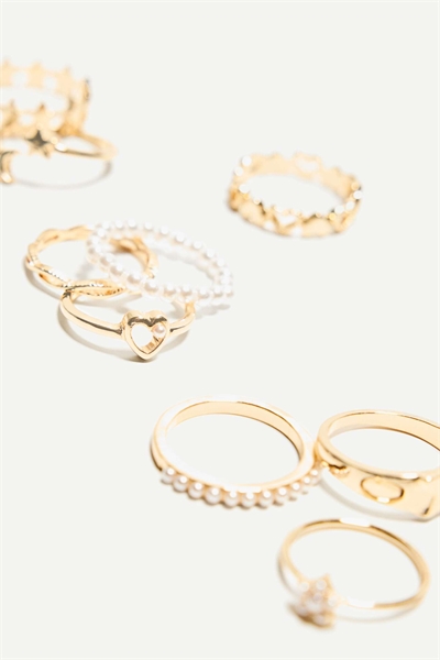 Набор из 9 тонких колец с искусственными жемчужинами артикул 149821397