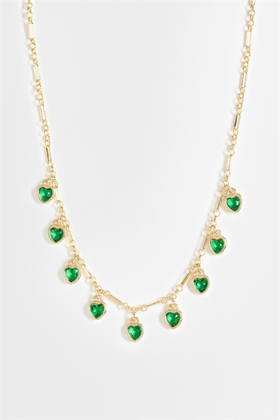 Колье на цепочке с подвеской в виде зелёного сердечка артикул 151091789