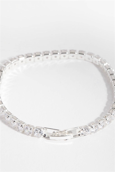 Браслет «теннис» с кубическим цирконием в форме багета из серебра артикул 150794160