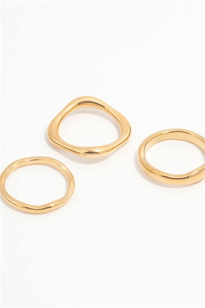 Набор из 3 водонепроницаемых колец из нержавеющей стали с позолотой артикул 153375594