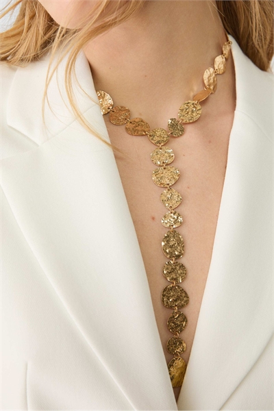 Колье-лариат с фактурной поверхностью артикул 148681312