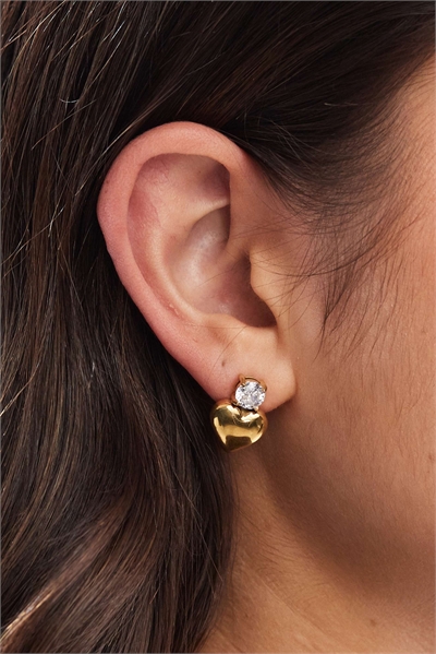 Водонепроницаемые серьги-гвоздики в форме сердца из нержавеющей стали с блестящим кристаллом из кубического циркония в подарочном пакете артикул 151929065