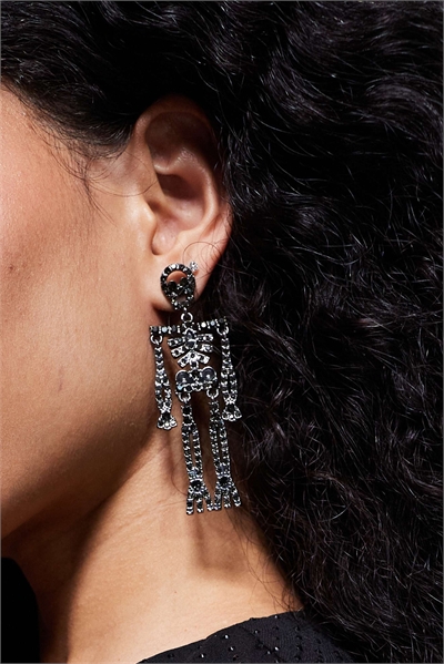 Серьги-подвески в виде скелета с стразами на Хэллоуин артикул 149512997