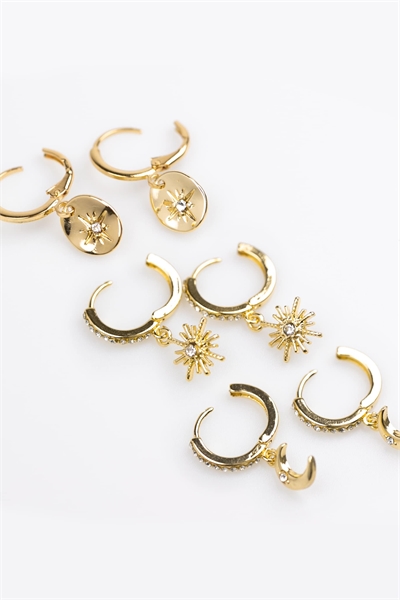 Набор позолоченных сережек-колец «Небесные» в золотом цвете артикул 150240858