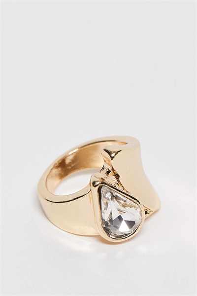 Чистое кольцо с прозрачным стразом артикул 154630074