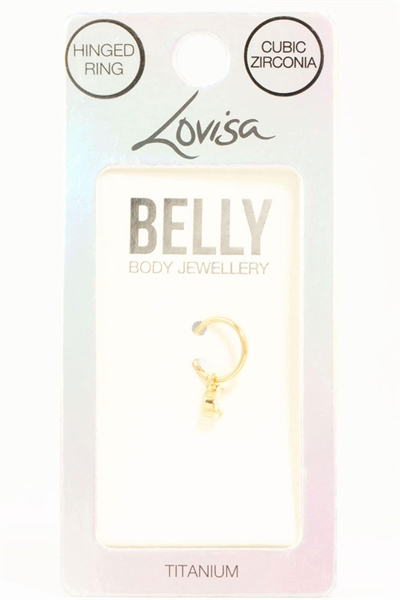 Пирсинг для пупка с подвеской из титана с позолотой и кубическим цирконием артикул 153375559