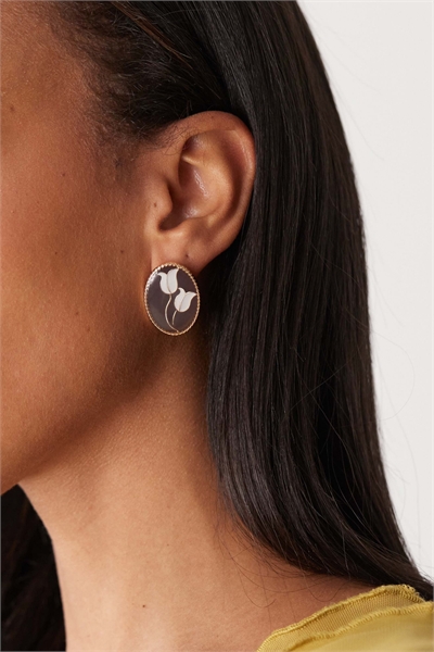 Серьги из эмали с цветочным узором артикул 154177790