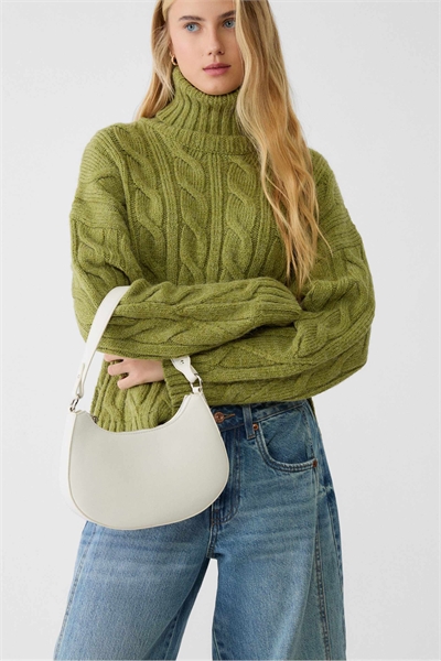 Сумка через плечо в форме полумесяца белого цвета артикул 149768954