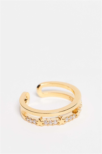 Кольцо с паве из камней «Небеса» и регулируемой звездой, с позолотой артикул 151447633