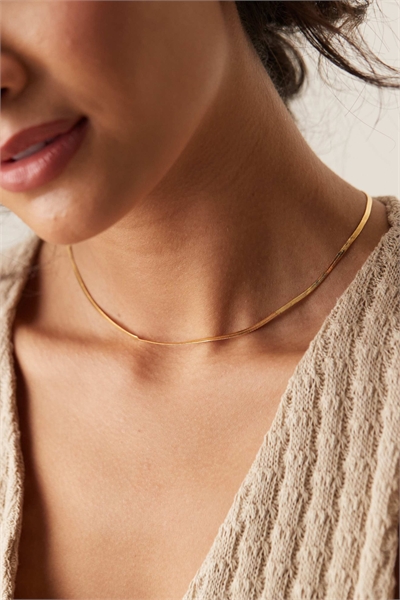 Ожерелье с плоской змеиной цепочкой артикул 143484426