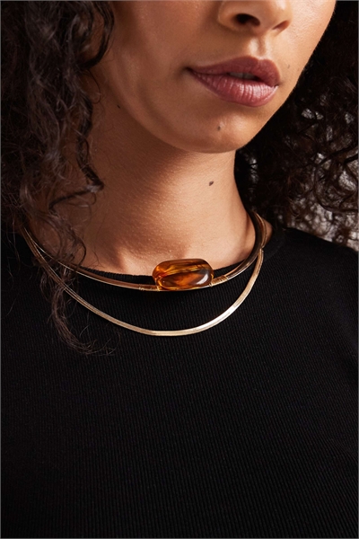 Двухрядный кулон с камнем из смолы артикул 152463333