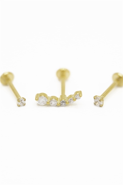 Серебряные серьги-гвоздики из титана с цирконами, с плоской застежкой, 3 шт. в наборе артикул 150373107