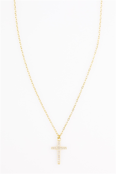 Колье с подвеской в виде креста из стерлингового серебра с паве-оправой, покрытое золотом артикул 147883206