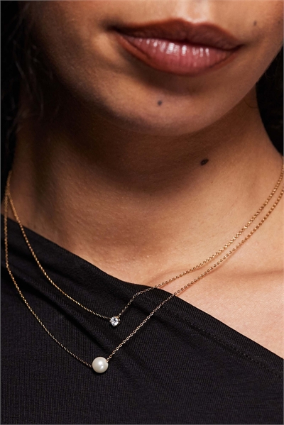 Многоярусное колье с кристаллами Gilpatricia и искусственными жемчужинами артикул 153401564