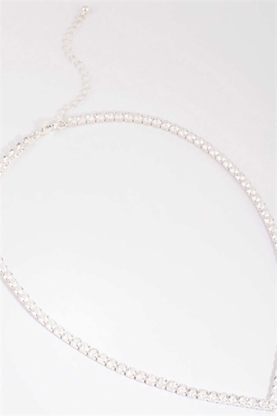 Серебряное колье в стиле «теннис» с кубическим цирконием и заостренными звеньями артикул 152362323