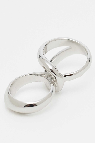 Двойное кольцо с фиксированной конструкцией, серебристого цвета артикул 149103503
