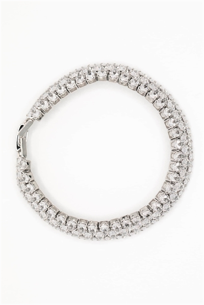 Браслет-теннис с серебряными цирконами артикул 149976346