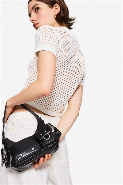 Сумка через плечо с несколькими карманами черного цвета артикул 150986138