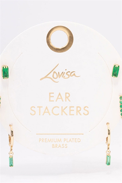 Набор сережек-багетов и сережек-колец из позолоченной латуни артикул 152361397