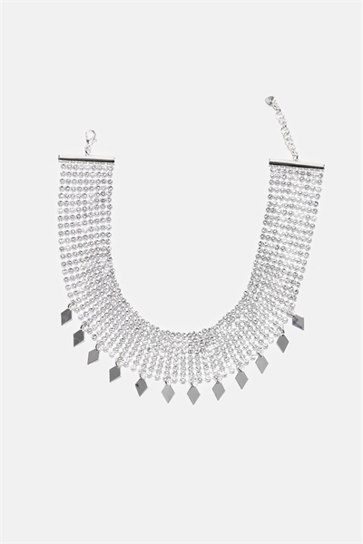Колье-чокер с подвеской из стразов серого цвета артикул 154895193