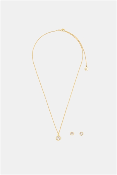 Подарочный набор из сережек с драгоценными камнями и колье с подвеской артикул 151558051