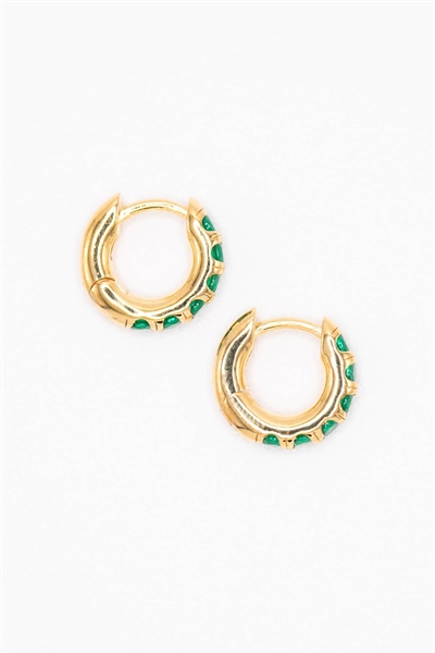 Серьги-кольца с цирконами, покрытые золотом артикул 150089650