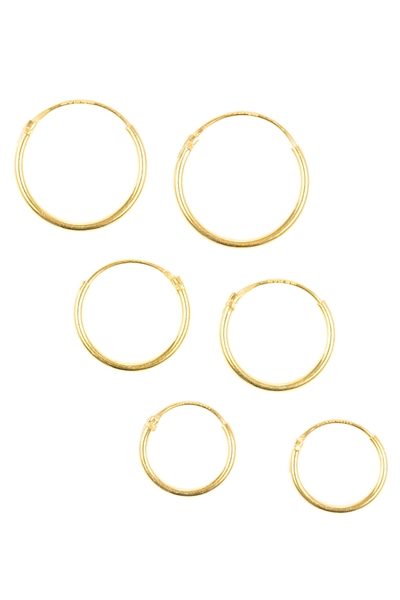 Набор классических сережек-колец из стерлингового серебра с позолотой артикул 143710340