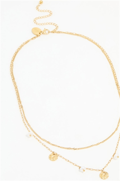 Водонепроницаемое колье из нержавеющей стали с позолотой, украшенное жемчугом и монетами артикул 150793416