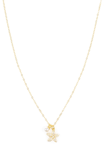 Ожерелье из стерлингового серебра с позолотой, морской звездой и пресноводными жемчужинами артикул 143733263