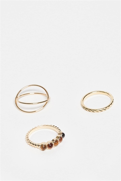Набор из 3-х изящных кольца для ношения в комплекте, золотого цвета артикул 150170615