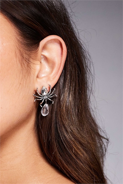 Серьги-гвоздики на Хэллоуин с пауками из искусственного хрусталя артикул 149512928