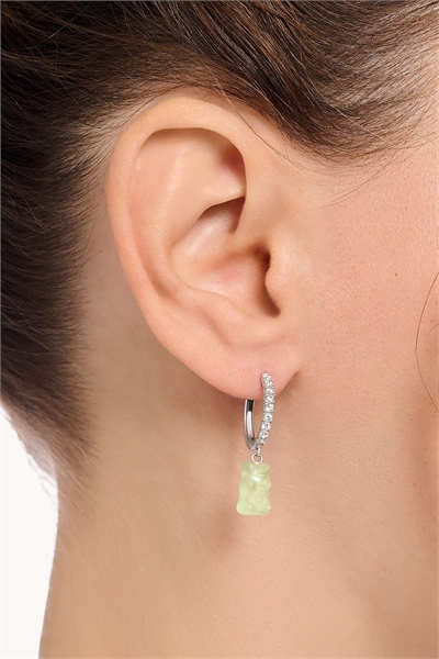 Серьги-кольца с подвеской в виде медвежонка артикул 153899723