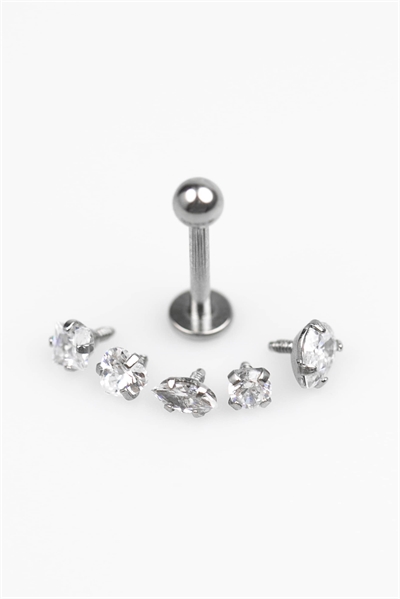 Хирургическая сталь, цирконий, плоская задняя часть, упаковка из 6 штук артикул 149976312