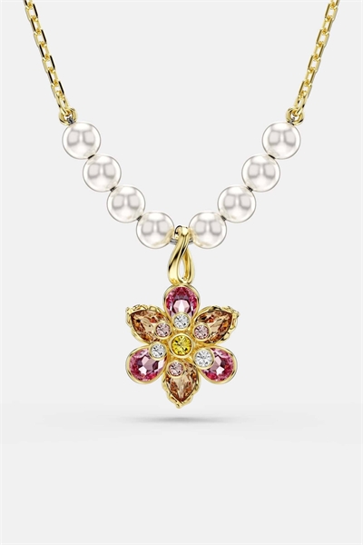 Кулон «Идиллия», хрустальная жемчужина, смешанная огранка, цветок, разноцветный, с золотистым покрытием артикул 150537308