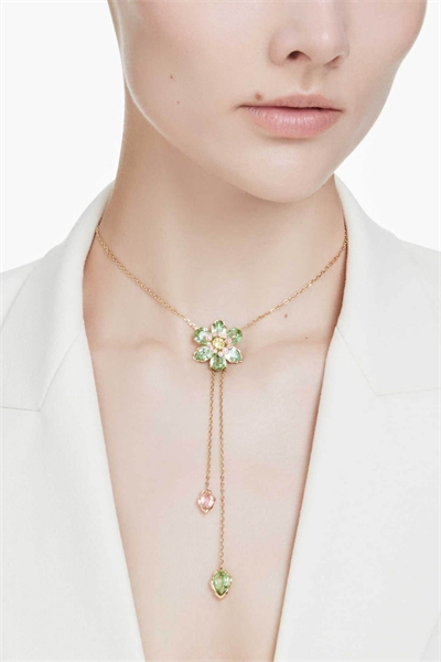 Кулон «Идилия», смешанная огранка, в форме цветка, разноцветный, с золотистым покрытием артикул 150760222