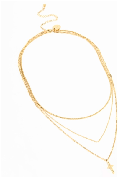 Водонепроницаемое колье из нержавеющей стали с позолоченными перекрещивающимися ланцюжками артикул 150793366