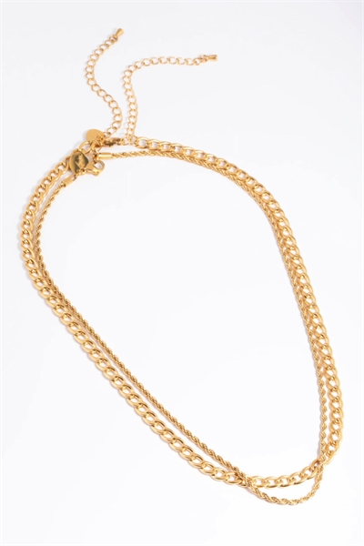 Двухрядный колье из нержавеющей стали с позолоченными звеньями в виде спирали артикул 150855471