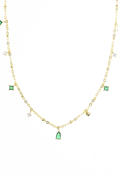 Изящное колье с кубическим цирконием в форме изумруда, покрытое золотом артикул 150020144