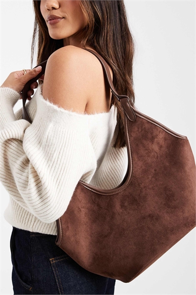 Сумка-тоут с жесткими плечами из искусственной замши артикул 151096058