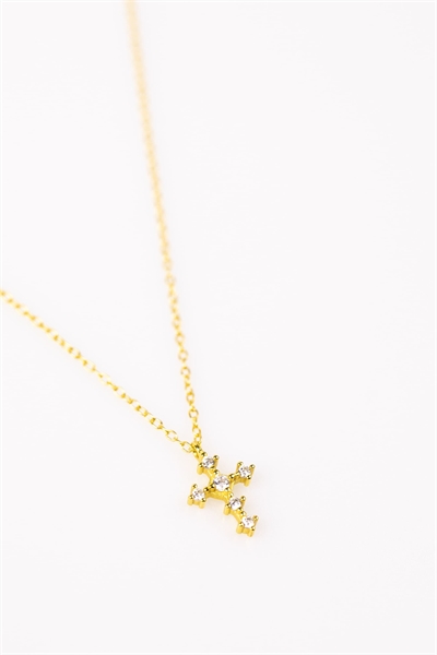 Ожерелье с цепочкой и круглым крестом из позолоченного серебра 925 пробы с цирконами артикул 146116399