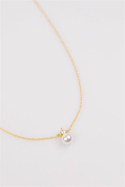 Ожерелье из посеребренного серебра 925 пробы с жемчугом и кубическим цирконием артикул 143733251