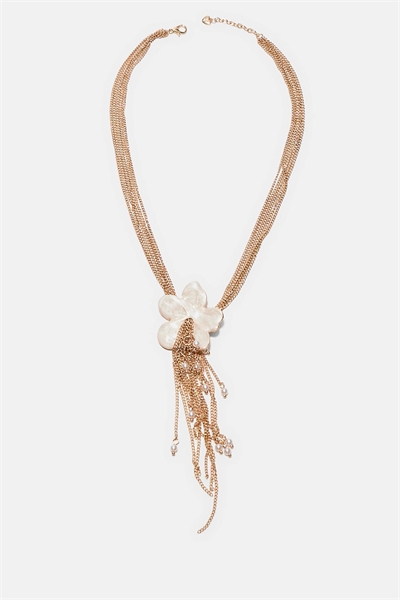 Колье-лариат с эмалевым цветком артикул 155526759