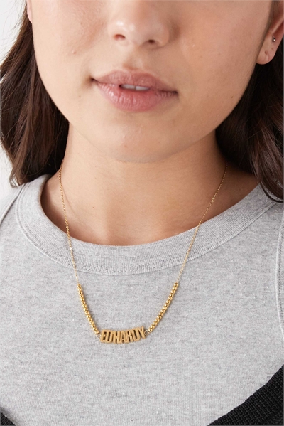 Ожерелье с логотипом из нержавеющей стали с бусинами артикул 150662422